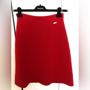 Salvatore Ferragamo Red Knit Pencil Skirt